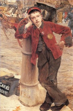 Jules Oil Painting - The London Bootblack rural life Jules Bastien Lepage